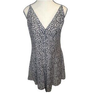 H & M Women’s Black White Sleeveless Button Front Viscose Mini Dress Sz M NEW